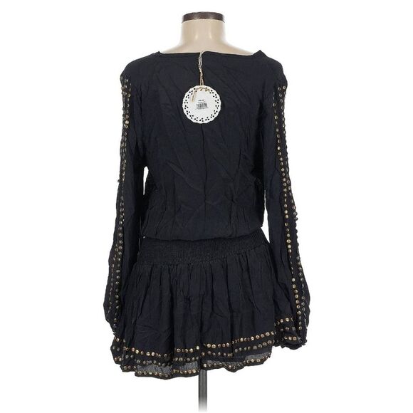 Muche et Muchette Xiu Smocked Dropped Waist Studded Western Mini Dress Sz. O/S - Picture 3 of 8